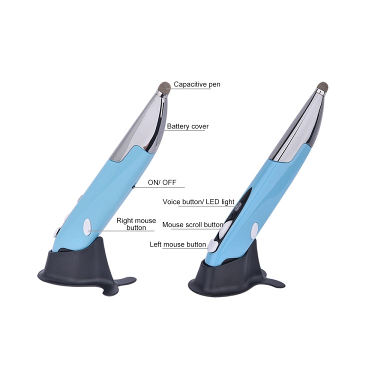 Souris optique sans fil intelligente PR-06S 4 boutons avec fonction stylet, prise en charge de la commande vocale / traduction, Gris, Bleu, Rouge