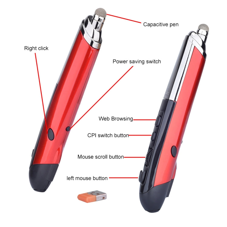 PR-08 6-keys Smart Wireless Optical Mouse with Stylus Pen & Laser Function, Laser Function Red, Laser Function White, Laser Function Black, Laser Function Grey, Laser Function Blue