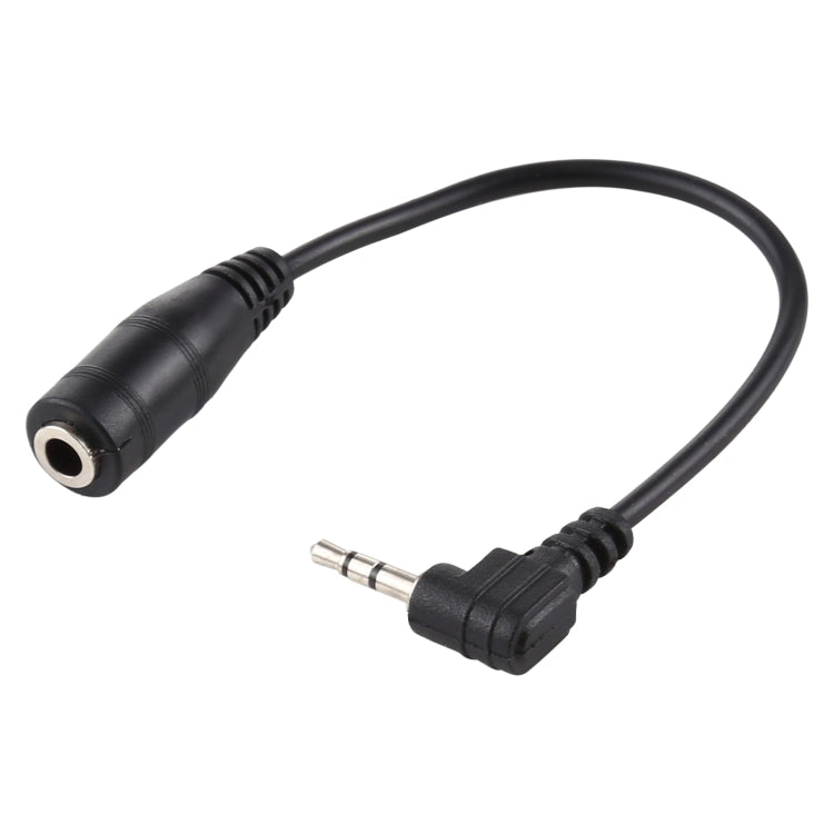 Câble adaptateur convertisseur audio stéréo AUX jack femelle 3,5 mm vers prise mâle 2,5 mm à angle droit, longueur : 14 cm
