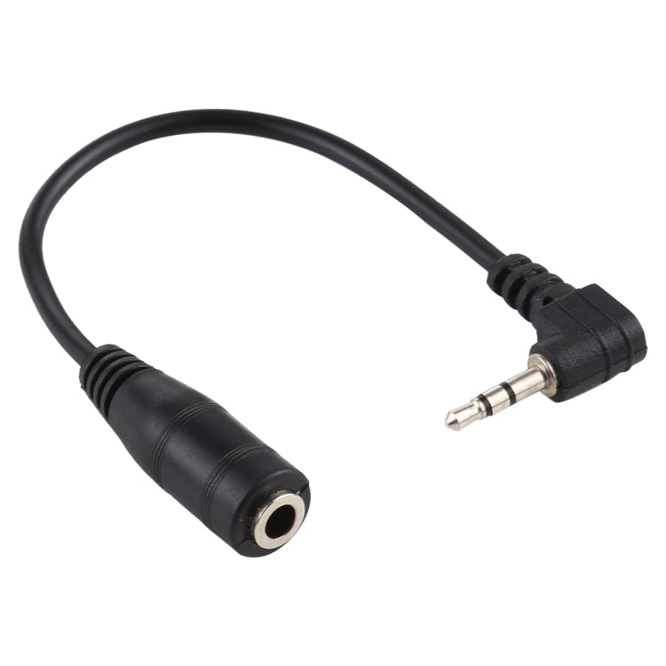 Câble adaptateur convertisseur audio stéréo AUX jack femelle 3,5 mm vers prise mâle 2,5 mm à angle droit, longueur : 14 cm