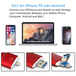 Clé USB Richwell 3 en 1 128 Go Type-C + 8 broches + USB 3.0 en métal à double couvercle coulissant avec fonction OTG