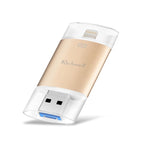 Clé USB Richwell 3 en 1 128 Go Type-C + 8 broches + USB 3.0 en métal à double couvercle coulissant avec fonction OTG