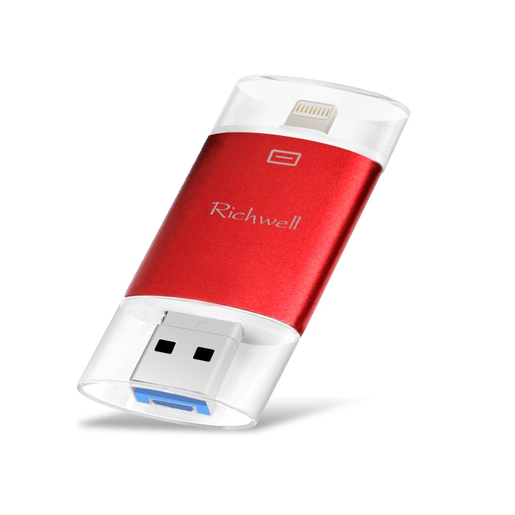 Clé USB Richwell 3 en 1 128 Go Type-C + 8 broches + USB 3.0 en métal à double couvercle coulissant avec fonction OTG