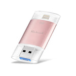 Clé USB Richwell 3 en 1 128 Go Type-C + 8 broches + USB 3.0 en métal à double couvercle coulissant avec fonction OTG