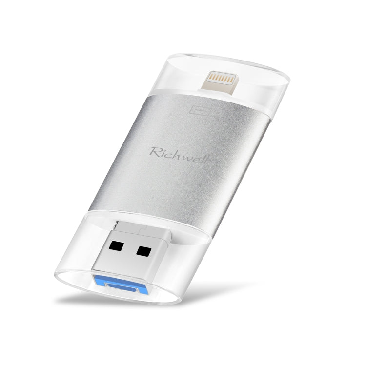 Clé USB Richwell 3 en 1 128 Go Type-C + 8 broches + USB 3.0 en métal à double couvercle coulissant avec fonction OTG