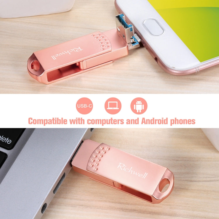 Clé USB métallique Richwell 3 en 1 32 Go Type-C + Micro USB + USB 3.0 avec fonction OTG
