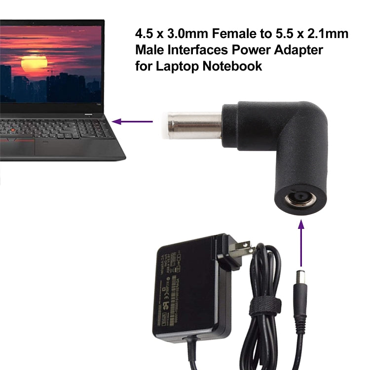 Adaptateur d'alimentation interfaces femelle 4,5 x 3,0 mm vers mâle 5,5 x 2,1 mm pour ordinateur portable