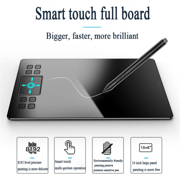 Tablette graphique électronique tactile intelligente VEIKK A50 10x6 pouces 5080 LPI, avec interface Type-C, A50