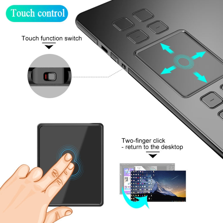 Tablette graphique électronique tactile intelligente VEIKK A50 10x6 pouces 5080 LPI, avec interface Type-C, A50