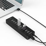 Hub USB 2.0 ORICO P10-U2 à 10 ports avec indicateur LED d'alimentation et câble USB 1m (noir)