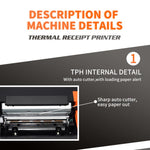 Imprimante thermique à reçus avec coupe automatique ZJ-8360 II USB et interface LAN 80mm, ZJ-8360 II USB et LAN