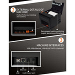 Imprimante thermique à reçus avec coupe automatique ZJ-8360 II USB et interface LAN 80mm, ZJ-8360 II USB et LAN