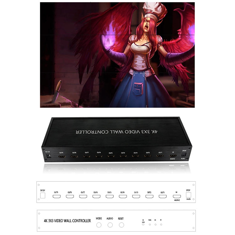 Contrôleur mur vidéo HDMI 4K 3X3 NK-BT88, processeur de découpage multi-écrans avec télécommande, prise EU, prise EU