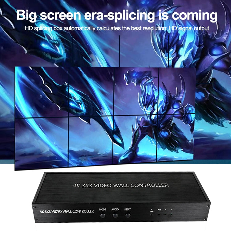 Contrôleur mur vidéo HDMI 4K 3X3 NK-BT88, processeur de découpage multi-écrans avec télécommande, prise EU, prise EU