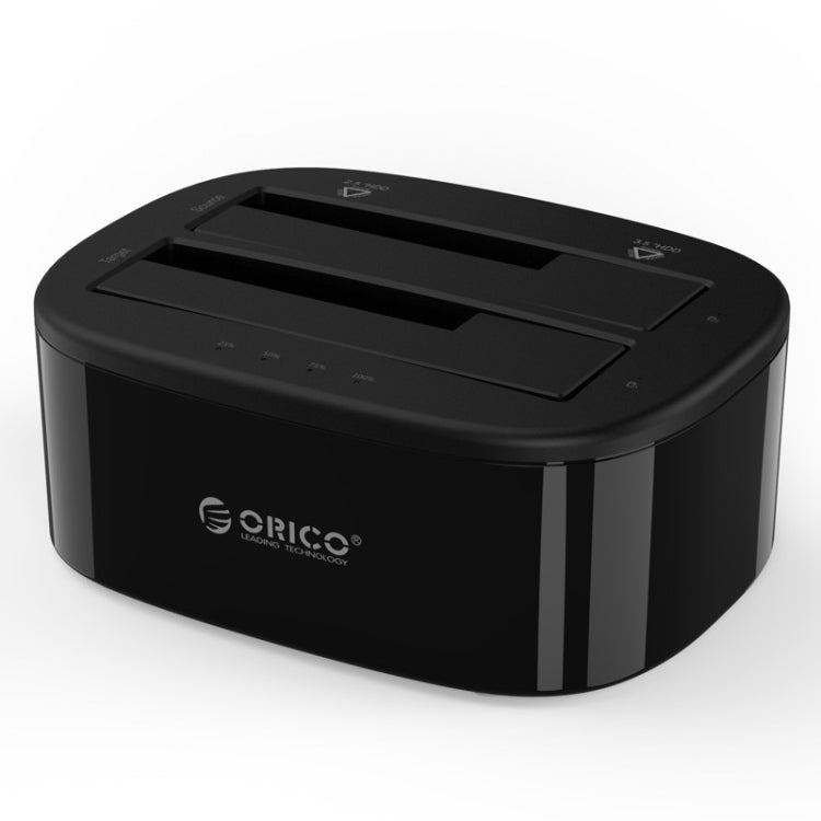 Station d’accueil ORICO 6228US3-C 1 à 1 clone 2 baies USB 3.0 Type-B vers SATA pour disque dur externe 2,5 pouces / 3,5 pouces SATA HDD / SSD, clone 1 à 1 2 baies avec copie
