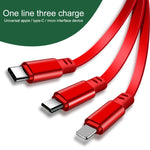 Câble de charge rétractable 3 en 1 USB vers USB-C / Type-C + 8 broches + Micro USB de 1,2 m 3,5 A max.
