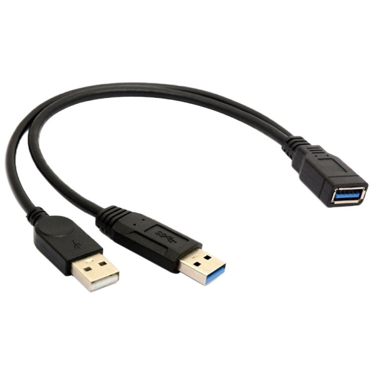 Câble 2 en 1 USB 3.0 femelle vers USB 2.0 + USB 3.0 mâle pour ordinateur / portable, longueur : 29cm, USB 3.0 AF vers USB 2.0 AM + USB 3.0 AM