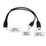 Câble 2 en 1 USB 3.0 femelle vers USB 2.0 + USB 3.0 mâle pour ordinateur / portable, longueur : 29cm, USB 3.0 AF vers USB 2.0 AM + USB 3.0 AM