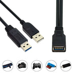Câble 2 en 1 USB 3.0 femelle vers USB 2.0 + USB 3.0 mâle pour ordinateur / portable, longueur : 29cm, USB 3.0 AF vers USB 2.0 AM + USB 3.0 AM
