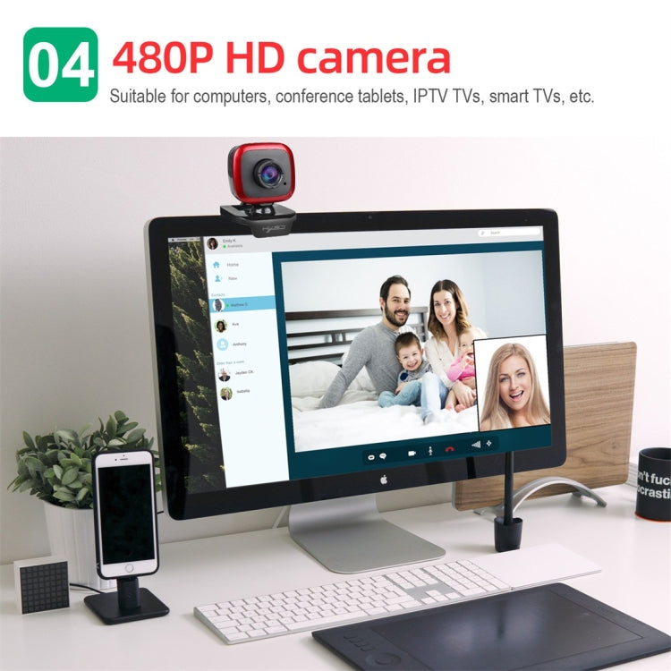 HXSJ A849 Webcam PC vidéo HD 480P réglable à 360 degrés avec microphone