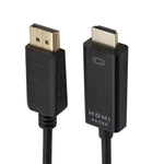 Câble convertisseur 4K x 2K DP vers HDMI, longueur du câble : 1,8 m, 4K x 2K DP vers HDMI noir, 4K x 2K DP vers HDMI blanc