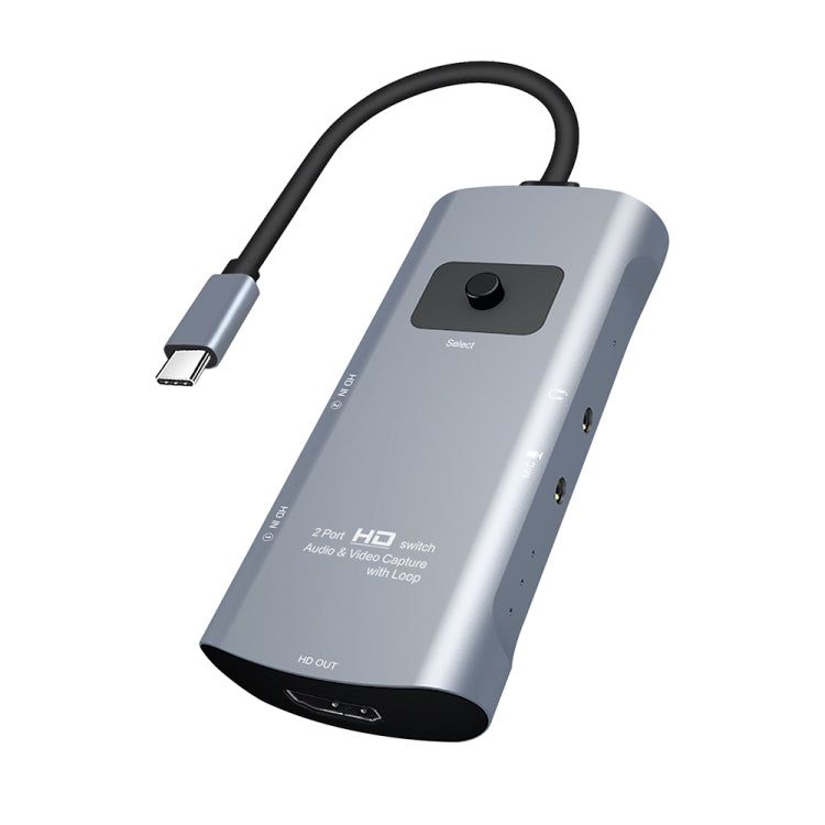 Z54A Convertisseur de Capture Vidéo Type-C avec Sortie HDMI + 2 Entrées HDMI + Micro + Audio et Boucle, Z54A