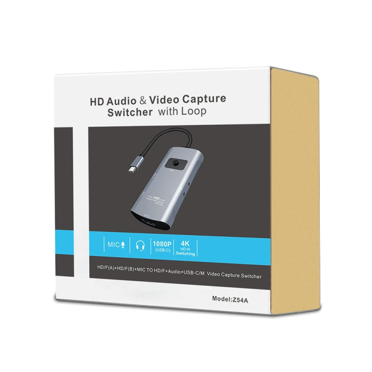 Z54A Convertisseur de Capture Vidéo Type-C avec Sortie HDMI + 2 Entrées HDMI + Micro + Audio et Boucle, Z54A