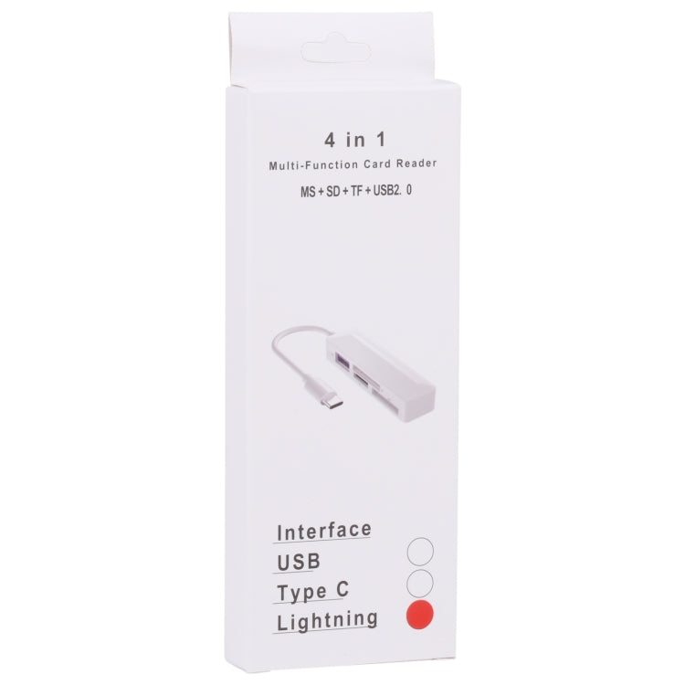 Lecteur de carte multi-fonctions 4 en 1 MS + SD + TF + USB2.0 pour appareils 8 broches, 8 broches