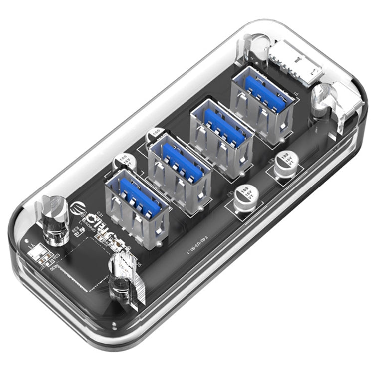Hub de bureau ORICO F4U avec 4 ports USB 3.0 5Gbps, transmission rapide, voyant LED bleu, 4 ports