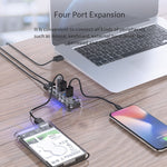 Hub de bureau ORICO F4U avec 4 ports USB 3.0 5Gbps, transmission rapide, voyant LED bleu, 4 ports