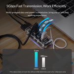 Hub de bureau ORICO F4U avec 4 ports USB 3.0 5Gbps, transmission rapide, voyant LED bleu, 4 ports