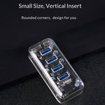 Hub de bureau ORICO F4U avec 4 ports USB 3.0 5Gbps, transmission rapide, voyant LED bleu, 4 ports