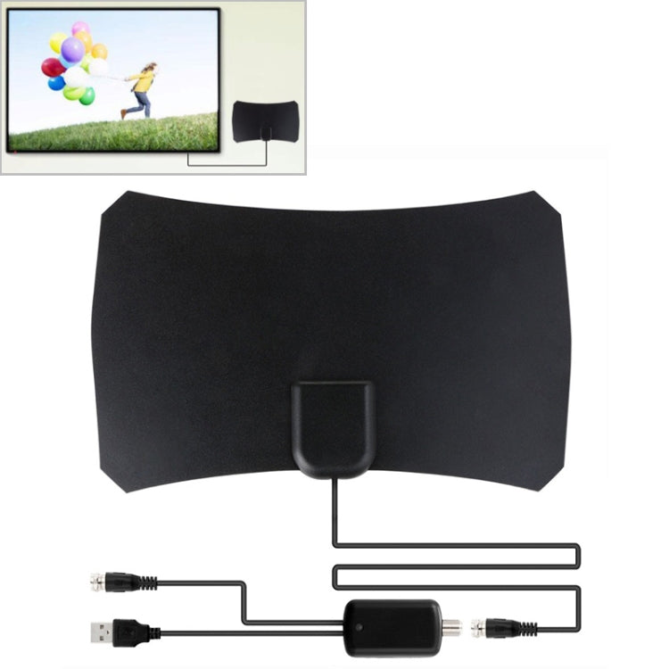 Antenne HDTV numérique d'intérieur à gain élevé 25dBi de 50 miles avec câble coaxial de 3m, 50 miles 25dBi Noir