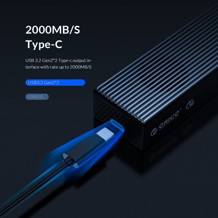 Boîtier SSD M.2 NVMe USB3.2 20Gbps ORICO M2PVC3-G20-GY-BP, M2PVC3-G20-GY-BP