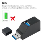 Mini HUB portable 2 x USB 2.0 + 1 x USB 3.0 avec cordon, USB 3.0