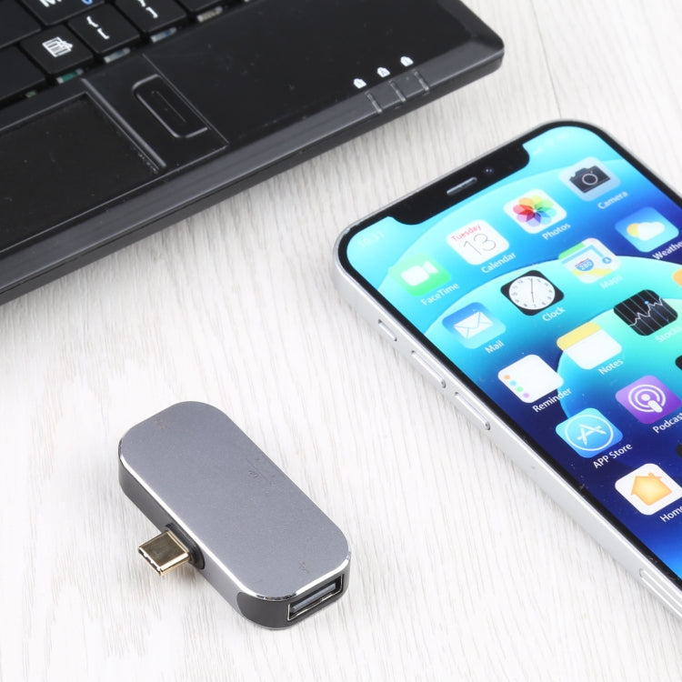 Adaptateur 3 en 1 USB-C / Type-C mâle vers USB-C / Type-C charge + USB + DP femelle, USB-C / Type-C + USB + DP
