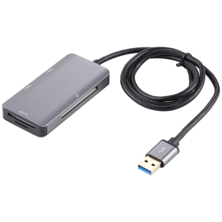 Lecteur de carte multifonction 5 en 1 Double USB 3.0 + CF + TF + SD, 5 en 1 USB 3.0