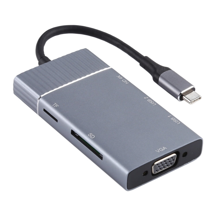Station d'accueil multifonction USB-C 7 en 1 Double USB 3.0 + TF/SD + HDMI/VGA + Jack 3,5mm + Type-C / USB-C, 2xUSB3.0+TF/SD+HDMI/VGA+3,5mm