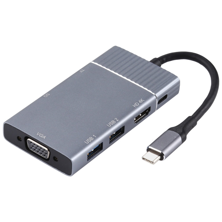 Station d'accueil multifonction USB-C 7 en 1 Double USB 3.0 + TF/SD + HDMI/VGA + Jack 3,5mm + Type-C / USB-C, 2xUSB3.0+TF/SD+HDMI/VGA+3,5mm