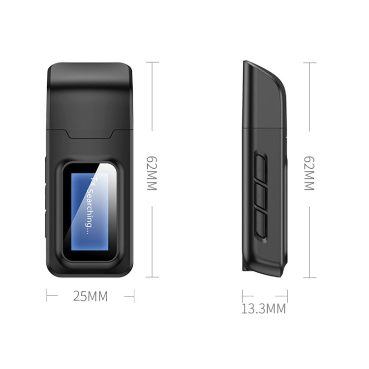 T11B Adaptateur audio émetteur et récepteur Bluetooth 5.0 USB 2-en-1 avec écran LCD, T11B