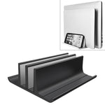 Base de support de rangement verticale universelle pour ordinateur portable en alliage d'aluminium à double fente, largeur réglable, double fente noire, double fente argentée