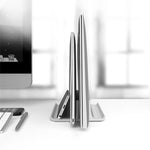 Base de support de rangement verticale universelle pour ordinateur portable en alliage d'aluminium à double fente, largeur réglable, double fente noire, double fente argentée