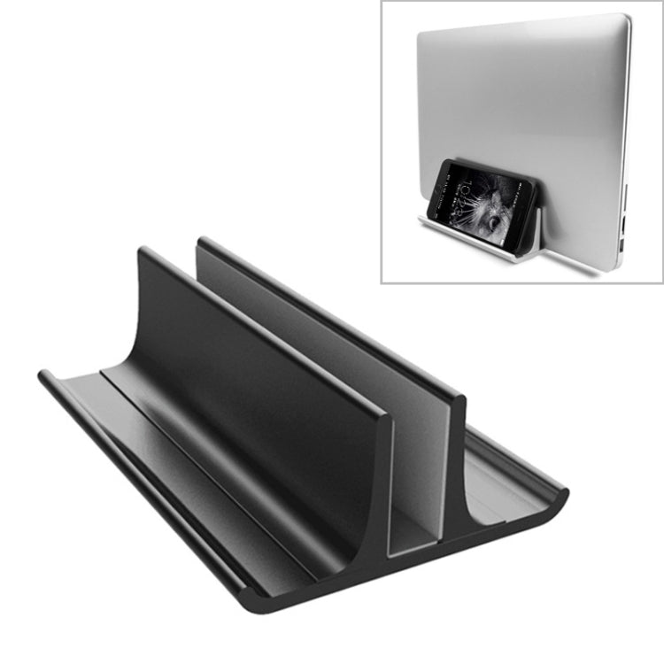 Support vertical de rangement radiatif universel portable en alliage d'aluminium à fente unique, largeur réglable pour ordinateur portable, noir à fente unique