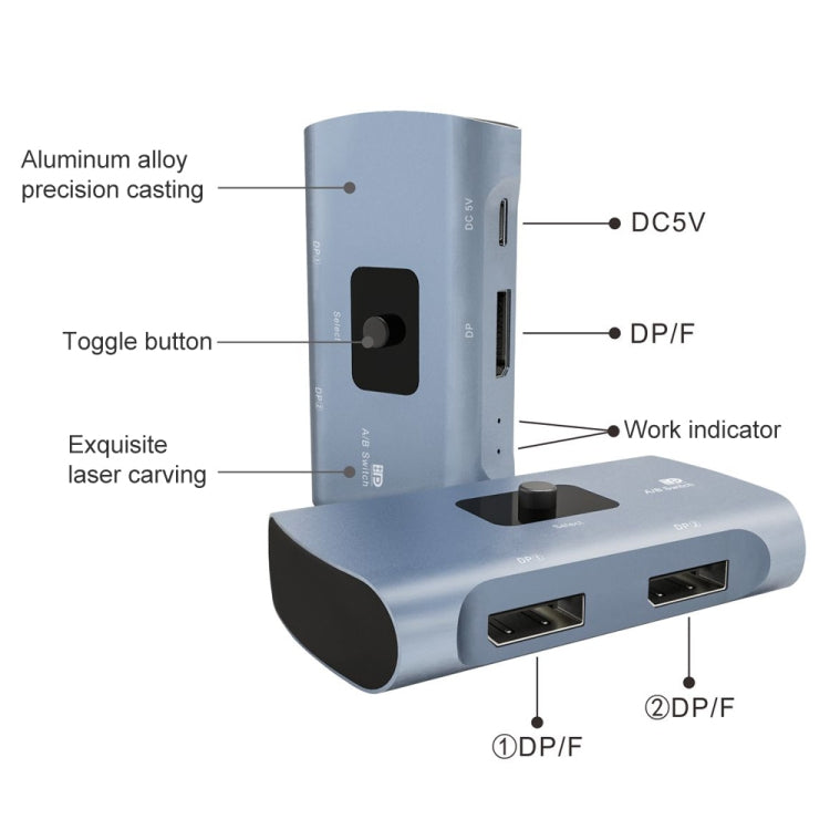 Commutateur DP bidirectionnel Z57 DP femelle x 2 vers USB-C / Type-C + DP femelle, Z57