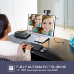 HXSJ S4 Webcam PC vidéo 1080P HD à mise au point manuelle réglable à 180 degrés avec microphone