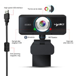 HXSJ S4 Webcam PC vidéo 1080P HD à mise au point manuelle réglable à 180 degrés avec microphone