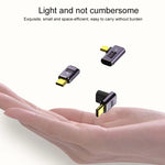 Adaptateur USB-C/Type-C femelle vers USB-C/Type-C mâle 240W 40Gbps coudé latéral avec lumière, adaptateur coudé latéral