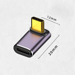 Adaptateur d'angle vertical USB-C/Type-C femelle vers USB-C/Type-C mâle 240W 40Gbps avec lumière, adaptateur d'angle vertical