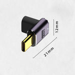 Adaptateur USB-C/Type-C femelle vers USB-C/Type-C mâle 240W 40Gbps coudé haut-bas avec lumière, adaptateur coudé haut-bas