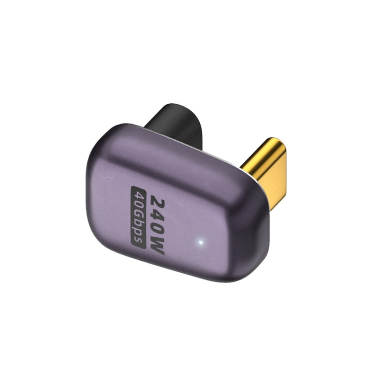 Adaptateur USB-C/Type-C femelle vers USB-C/Type-C mâle 240W 40Gbps en U avec lumière, adaptateur en U